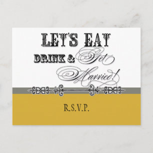Postal De Invitación Comer, beber y casarse, postcarta de respuesta RSV