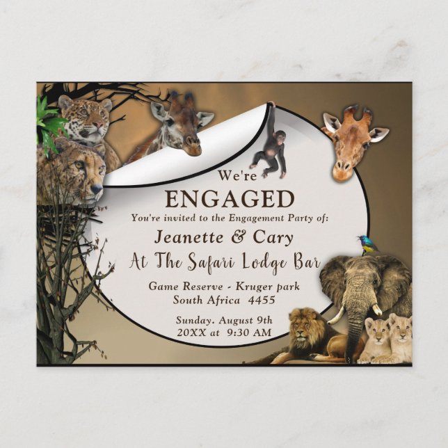 Postal De Invitación Compromiso al aire libre de Safari (Anverso)