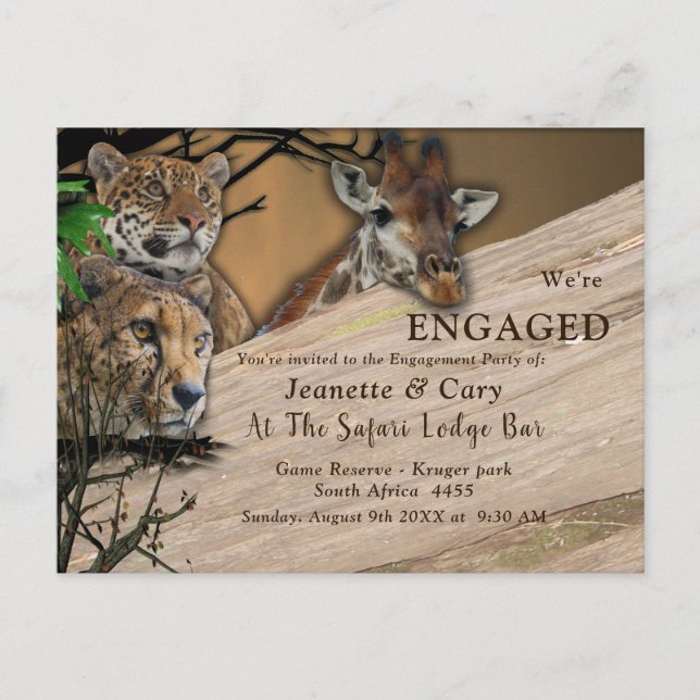 Postal De Invitación Compromiso al aire libre de Safari (Anverso)