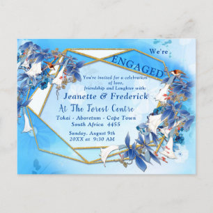 Postal De Invitación Compromiso de acuarela con flores de luna ilustrad