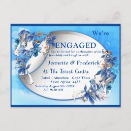 Postal De Invitación Compromiso de acuarela con flores de luna ilustrad