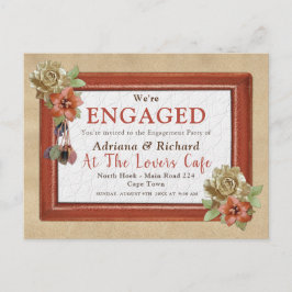 Postal De Invitación Compromiso de arte de cuero y textura Ante