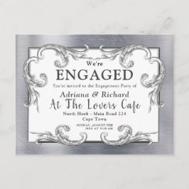 Postal De Invitación Compromiso de decoración de vintage de latón dorad