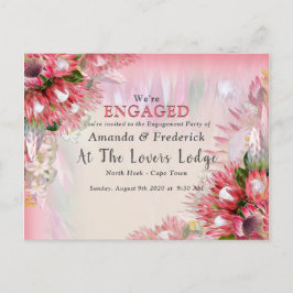 Postal De Invitación Compromiso de la cinta Rubor y Gold Protea