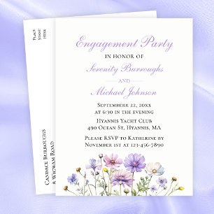 Postal De Invitación Compromiso Floral Floral Flora Morada de Agua