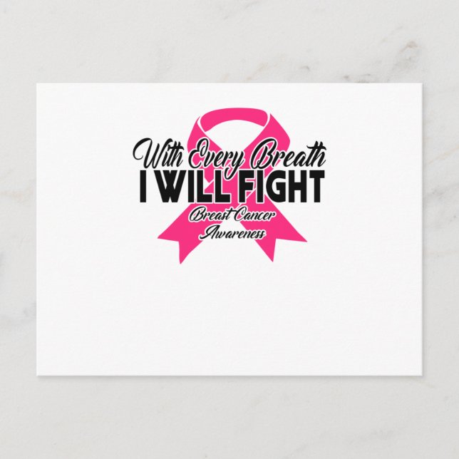 Postal De Invitación Con cada aliento lucharé contra el cáncer de mama (Anverso)
