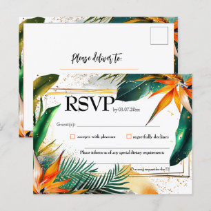 Postal De Invitación Con canciones, Birds of Paradise Bliss RSVP