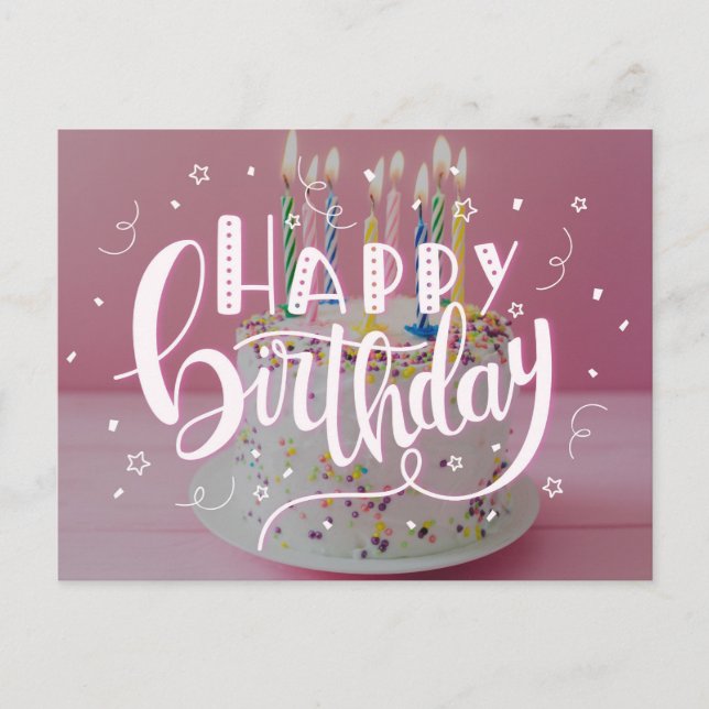 Postal De Invitación Concepto de letras de cumpleaños feliz (Anverso)