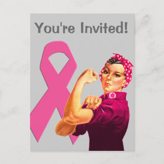 Postal De Invitación Conciencia sobre el cáncer de mama Rosie the Rivet