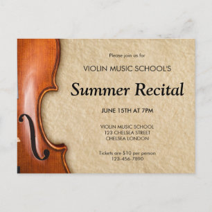 Postal De Invitación Concierto de Recital de Violín Música Clásica