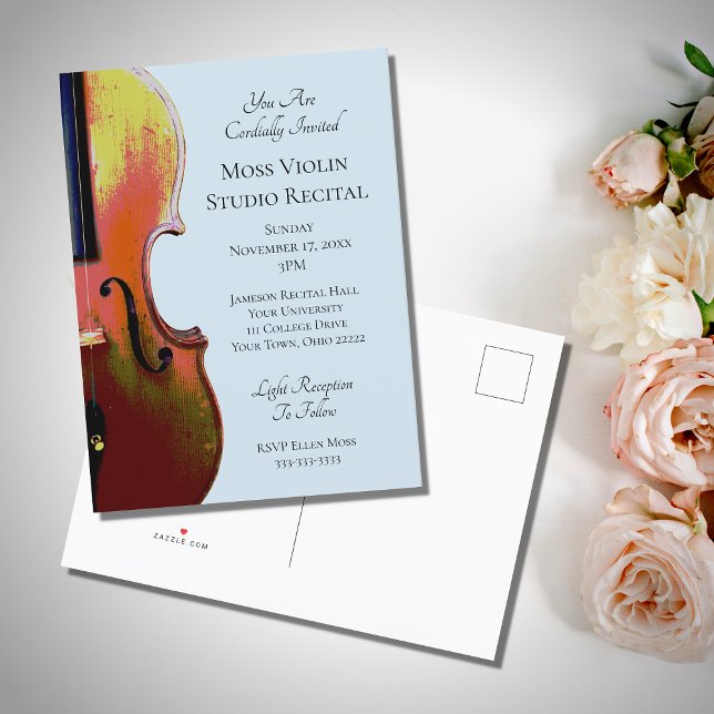 Postal De Invitación Concierto musical elegante de violín (Subido por el creador)