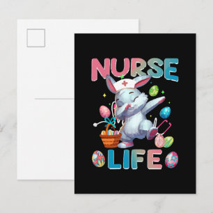 Postal De Invitación Conejito de Pascua de la vida de enfermera linda D