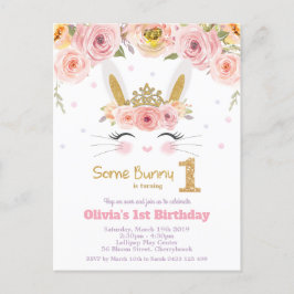 Postal De Invitación Conejo Conejo Conejo Conejo Cute 1er cumpleaños Fl