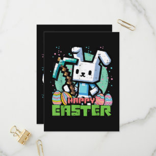 Postal De Invitación Conejo de Pascua Feliz Juego de Píxeles 