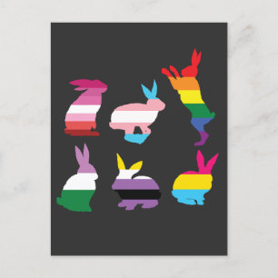Postal De Invitación Conejos de Pascua LGBTQ Orgullo Conejo Arcoíris Re
