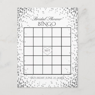Postal De Invitación Confeti de plata nupcial del bingo el   de la