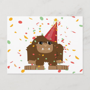 Postal De Invitación Confetti Fiesta Sasquatch Bigfoot