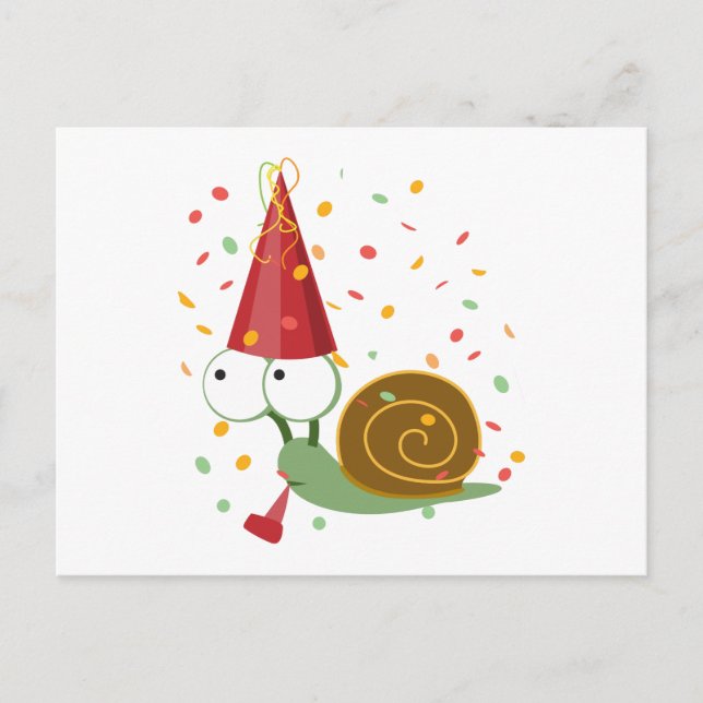 Postal De Invitación Confetti Fiesta Snail (Anverso)