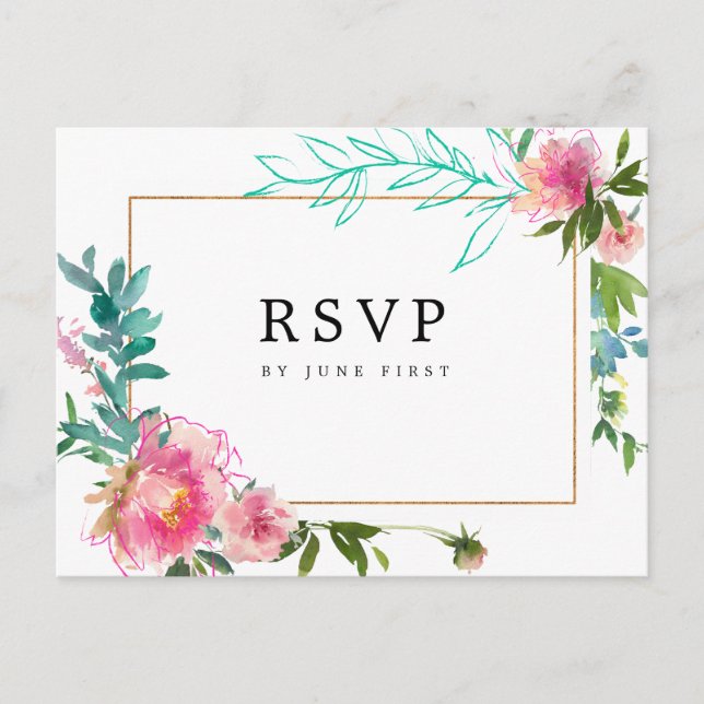 Postal De Invitación Confirmación de asistencia a boda con diseño flora (Anverso)