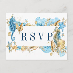 Postal De Invitación Confirmación de asistencia para boda de verano azu