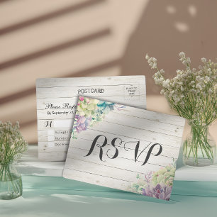 Postal De Invitación Confirmación de Boda Chic Acuarela Suculenta Mader
