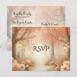 Postal De Invitación Confirmación de Boda con Farolillo del Bosque Enca