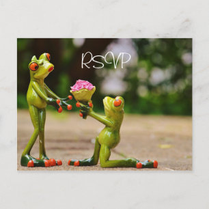 Postal De Invitación Confirmación de boda de ranas divertidas con foto