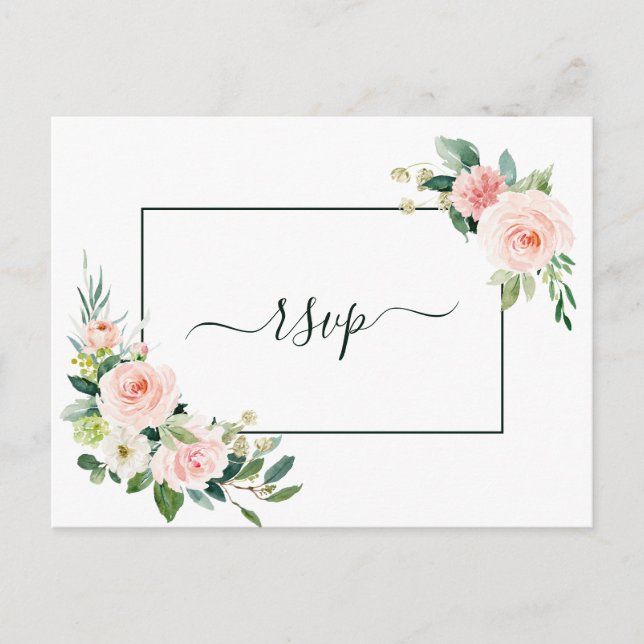 Postal De Invitación Confirmación de Boda Flor de Rosa Tímida (Anverso)
