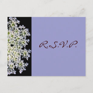 Postal De Invitación confirmación de boda floral blanca vintage púrpura