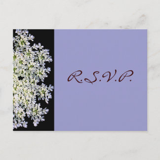 Postal De Invitación confirmación de boda floral blanca vintage púrpura