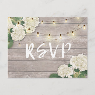 Postal De Invitación Confirmación de Boda Luces de Cuerda de Hortensias
