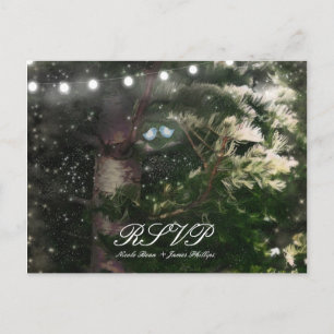 Postal De Invitación Confirmación de boda nocturna de pájaros de amor +