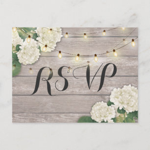 Postal De Invitación Confirmación de Boda Rústico Madera Hortensia Luce