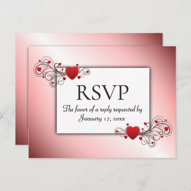 Postal De Invitación Confirmación de San Valentín con opciones de cena  (Anverso / Reverso)