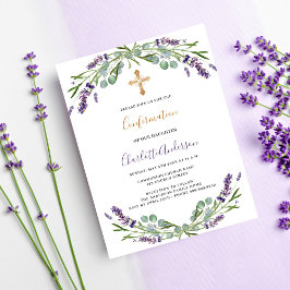 Postal De Invitación Confirmación de vegetación de flores violetas de L
