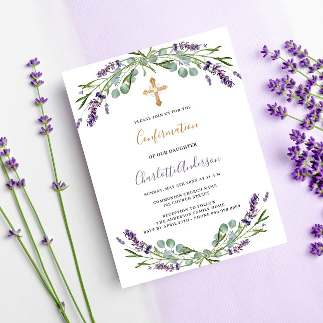 Postal De Invitación Confirmación de vegetación de flores violetas de L (Subido por el creador)