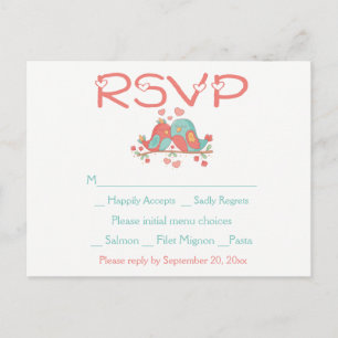 Postal De Invitación Confirmar asistencia Palomas de amor Rosa Azul Ver