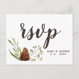 Postal De Invitación Coníferas Rústicas Cono Pino Boda Rsvp