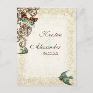 Postal De Invitación Conjunto de Boda Botanica - Crema Beige