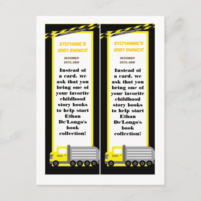 Postal De Invitación Construcción de 2 marcas de libro (Anverso)