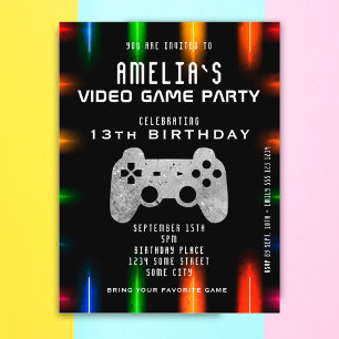 Postal De Invitación Controlador de videojuegos Cumpleaños de juegos ne