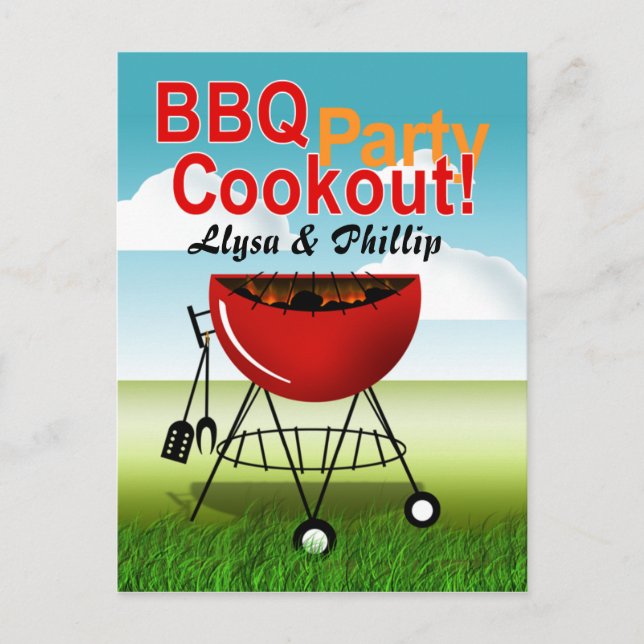 Postal De Invitación Cookout BBQ - Postcard del partido de compromiso (Anverso)