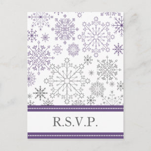 Postal De Invitación copo de nieve gris morado moho boda de invierno rs