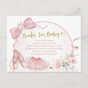 Postal De Invitación Coquette Pink Ballerina Baby Shower Books para beb