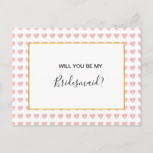 Postal De Invitación Corazón rosa Floral Garland Matron de honor