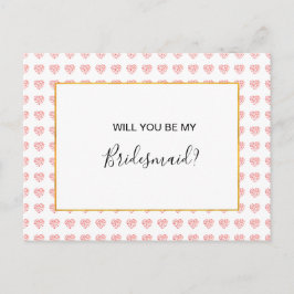 Postal De Invitación Corazón rosa Floral Garland Matron de honor