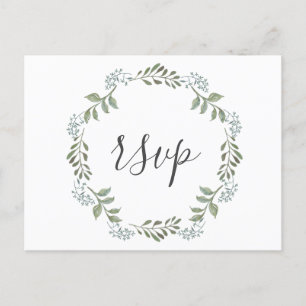 Postal De Invitación Corona Botánica Verde Salvia RSVP Boda