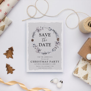 Postal De Invitación Corona de invierno rústica Navidad Guarde la fecha