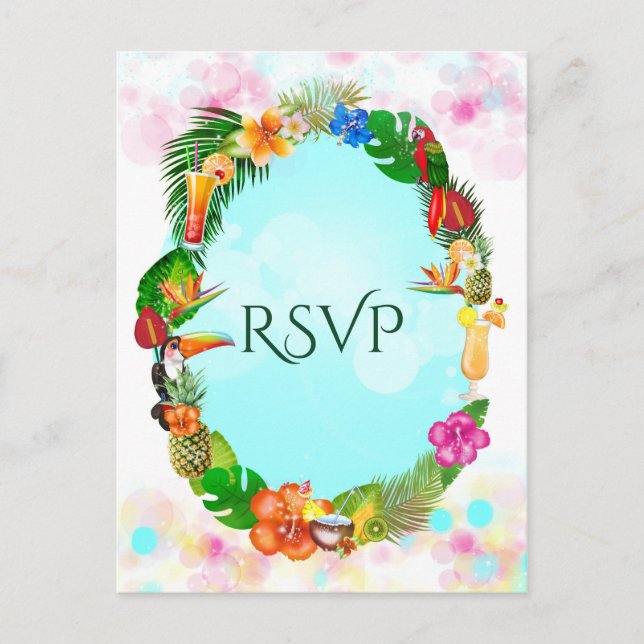 Postal De Invitación Cosas tropicales hawaianas de verano Fiesta del ma (Anverso)