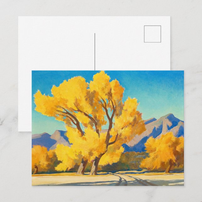 Postal De Invitación Cottonwoods del desierto, Arizona, por Maynard Dix (Anverso / Reverso)